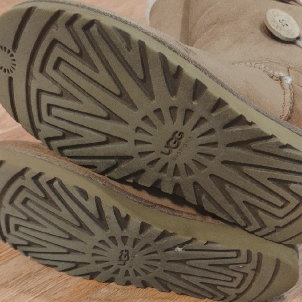 UGG Brown Shearling Button Boots - Picture 3 of 16